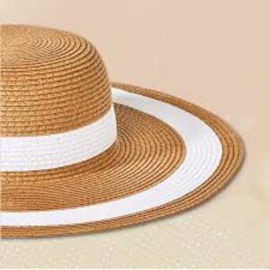 NWT Shade & Shore Striped Sunhat Straw Floppy Beach Hat